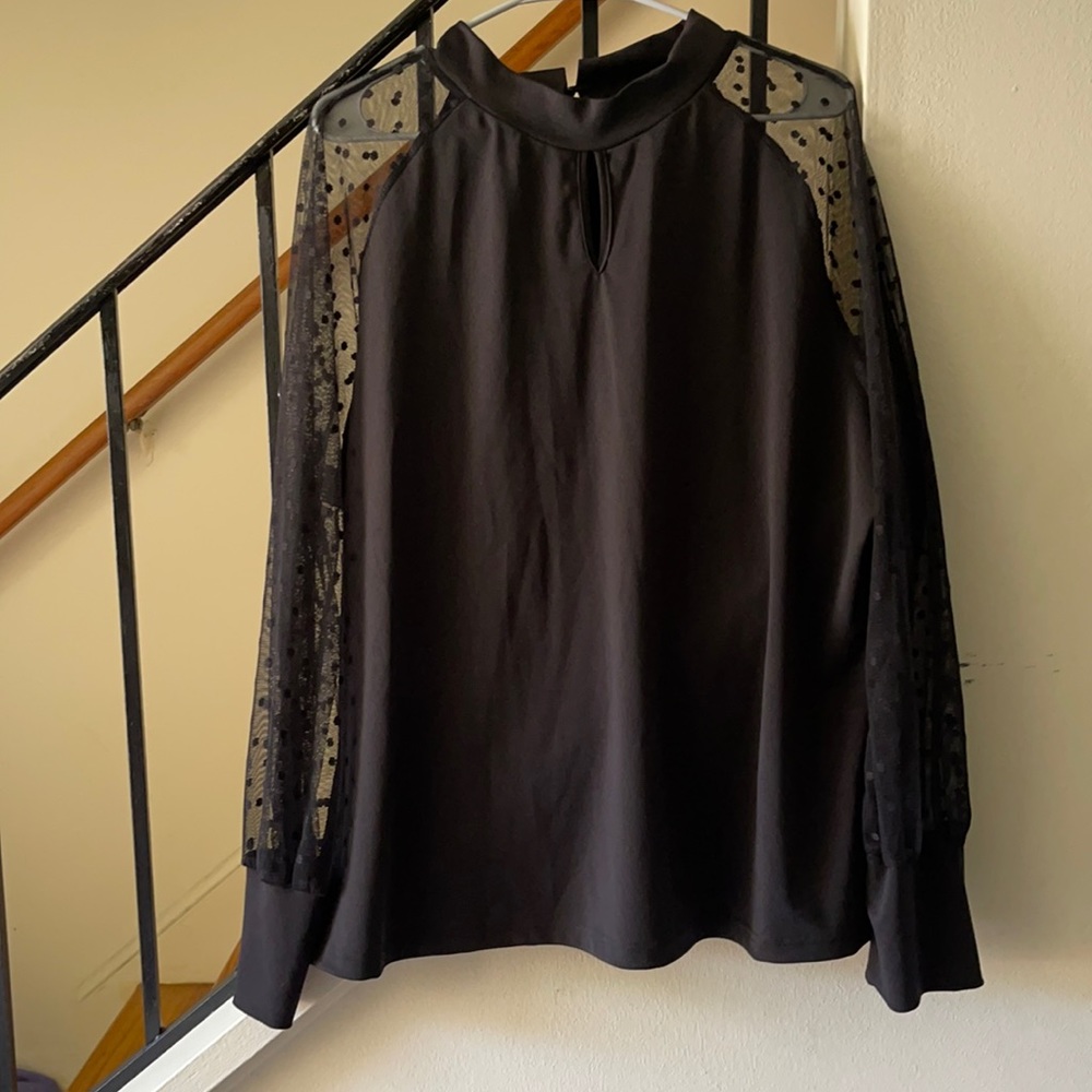 Black sheer sleeve blouse